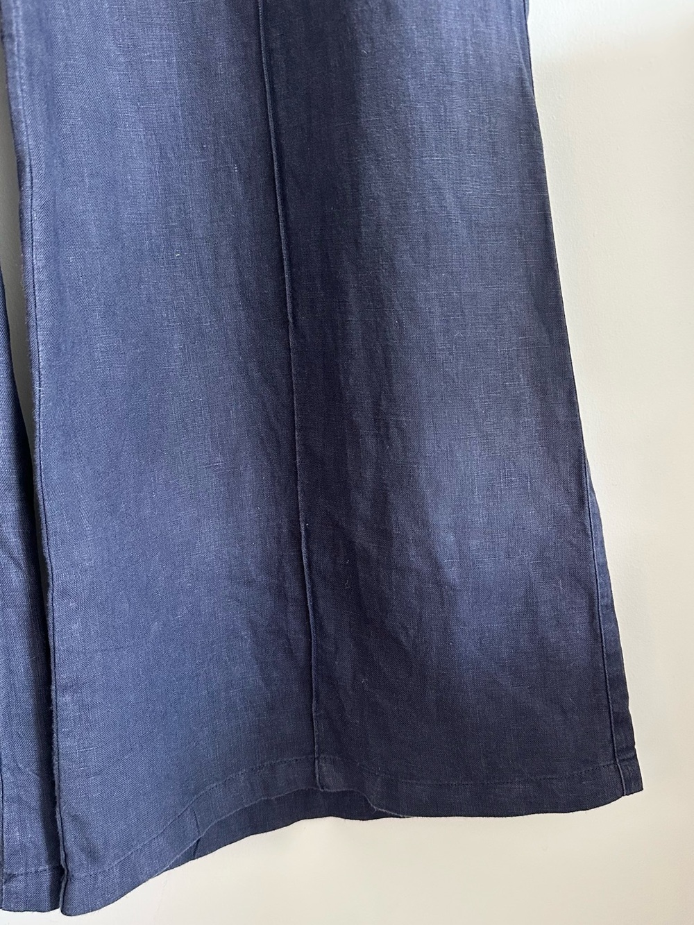New w Tags! FRESH LAUNDRY Navy Wide-Leg Linen Pintuck Pants Size S - Picture 2 of 5